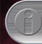 Two circular icons with a stylized lowercase 'i' symbol, one gray and one pink, set against striped backgrounds within larger circles.