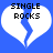 Two identical pixelated white broken hearts on a solid blue background with black text reading "SINGLE ROCKS" above each heart.