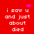 Red background with white pixelated text reading "i saw u and just about died" in four identical , each containing a different purple pixel art symbol