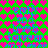 Animated icon with repeating blue text over a green background filled with pink hearts.