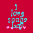 Pixelated cyan text on red background reads "I love sports" with pink stars below, animated to shift slightly left and right.