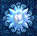 A star-shaped icon with a central gem and surrounding symbols, displaying color variations across frames.