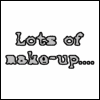 black-and-white images featuring a woman with blonde hair in various poses and text overlays, including "Lots of make-up..." and "Spiffy arm positions."
