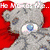 six pixelated images with text fragments, featuring a teddy bear, stick figures, a heart, fire, and abstract shapes