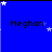 Blue background with 'Meghan' text and white stars in various positions across a