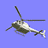 Six animated frames of a helicopter icon displayed in a 3x2 contact sheet against a solid blue background.