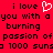 Red background with black pixelated text reading "i love you with a burning passion of 1000 suns" and a white heart symbol replacing the word "heart".