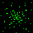 Green pixel clusters scatter across a black background with a gray rectangular area on the right side.