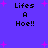 Purple background with pink starbursts and black text reading "Lifes A Hoe!!" in four identical quadrants.