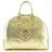 A pixelated golden-brown handbag with a curved top handle, featuring subtle texture variations and faint internal details against a plain background.