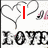 A static image with multiple text and heart symbols, including 'I LOVE' text, a red vertical bar, and a red heart with 'a missing piece to prove it!' text.