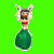 Animated contact sheet showing a cartoon woman in green hula skirt dancing with arms raised, transitioning into large red and green text "HULA" on yellow background.