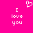 A static image with a bright pink background displays two identical pixelated text blocks reading "I love you" in white, with a pixelated heart symbol above the left block.