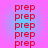 Red 'prep' text in pixelated font on a pink-to-blue gradient background, with alternating light blue and pink horizontal bands.