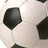 Pixelated close-up of a soccer ball with black pentagonal patches on a white background.