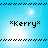 Pixelated blue background with four *Kerry* text instances and shifting light effects across frames.