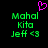 Pixelated green text on black background with pink heart symbol above, showing two identical static frames side-by-side.