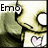 Pixelated cartoon character with large eyes and green hair holds a heart-shaped object, displaying text changes across frames.
