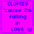 Four identical pixelated display blue text on a bright pink background with heart symbols