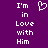 Purple background with white pixelated text reading "I'm in Love with Him" and a pixelated heart symbol above the text.