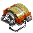 25 pixelated helmet icons with varying colors and illuminated elements, arranged in five and five against a gray background