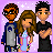 A 3x3 contact sheet of a pixel art animated icon featuring three cartoon characters and text phrases about singing, with an American Idol logo in one frame.