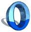A blue and light-blue gradient ring with a white center rotates clockwise , casting a gray shadow on the left side