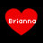 Four red heart-shaped icons with white text 'Brianna' on a black background, arranged in two of two