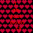 Red pixelated hearts fill a black background with repeated orange text reading "I am your moon" and small heart symbols.