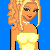 Pixel art icon of a blonde woman in a yellow dress with blue background and purple text reading 'Princess' on the right side.