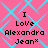 Pixelated text on a pink background with light blue diamond pattern, displaying 'I Love Alexandra Jean' in four identical quadrants.