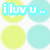 light green and cyan circles with white hearts and text fragments 'iluv u', 'now', 'forever', 'and', 'always' in cyan lettering