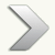 A pixelated right-pointing arrow icon with a gradient fill transitioning from light gray to dark gray, set against a plain white background.