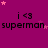 A static image with a magenta background featuring repeated 'i <3 superman' text and pink star graphics in various positions.