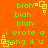 Pixelated green text on orange background with yellow square patterns, repeating 'blah' and 'i wrote a song 4 u' in two