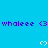 Blue background with purple text 'whaleee <3' repeated three times horizontally, white pixelated hearts below each text line, gray rectangle partially obscuring bottom-right corner.