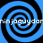 Four blue and black spiral patterns arranged in a with white text repeating 'ninjaguydaminjaguyda' across the top and bottom