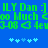 Green pixelated text on blue background with repeated phrases and light blue star-like symbols below.