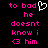 Pixelated text in bright pink on black background with a white heart symbol replacing the 'o' in 'bad' on the left side.