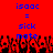 Red background with blue pixelated text 'isaac = sick mate' repeated twice, black and red pixel art hands at bottom.