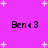 Pixelated text 'Benc 3' appears four times on a bright pink background with scattered white star shapes, some of which shift position between frames.