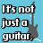 Pixelated image of a dark gray electric guitar on light blue background with white text reading "It's not just a guitar, It's a way of Life.".