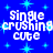 Blue background with cyan starbursts and white pixelated text reading "Single crushing cute" in three identical arrangements.