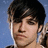 A pixelated image divided into four quadrants with a person's face in the top-left, red background sections containing text, and gray space.