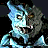 Pixelated character with blue and gray tones on left, fiery orange 'DOOM' text on right against black background.