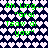 Green pixelated text on a heart-patterned background with two color variations of the same design.