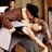 Pixelated image of two people embracing on a couch with text overlays reading "Step up" and "The Best Movie Ever!"