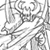 A low-resolution grayscale pixelated image with abstract, overlapping lines and shapes on a white background.