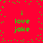Red background with green pixelated text reading 'i love jake' in two vertical , surrounded by scattered green dots