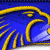A pixelated blue background with yellow curved lines and a white triangular shape on the right side.